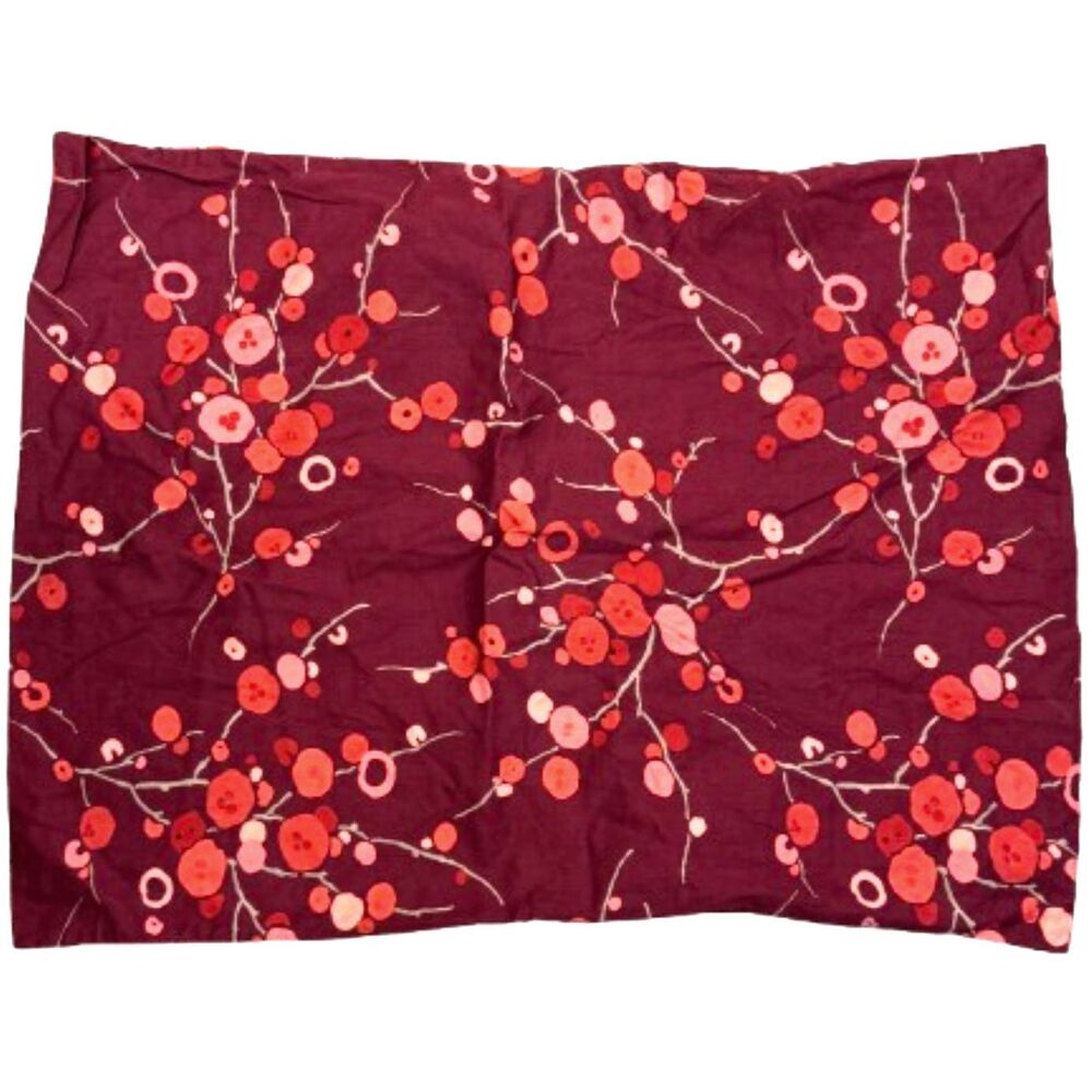 West Elm Red Multi Floral Blossom 100% Cotton Standard Size Pillow Sham